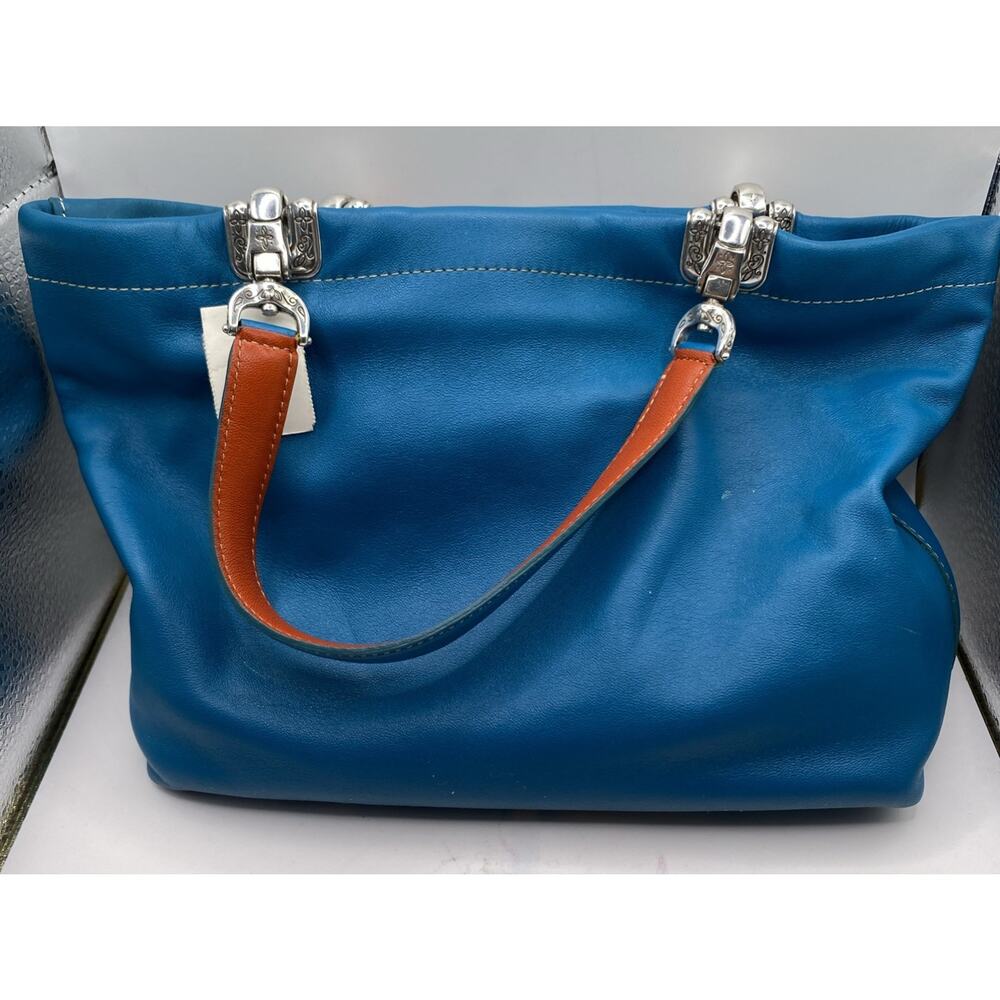 Brighton Jodi Turquoise Leather Heart Stitch Purse With Reversible Pattern